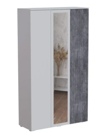 Шкаф трехстворчатый Ливерпуль, белый /бетон темный 