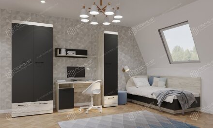 Шкаф Соната ШС-900, Крафт белый - Антрацит 
